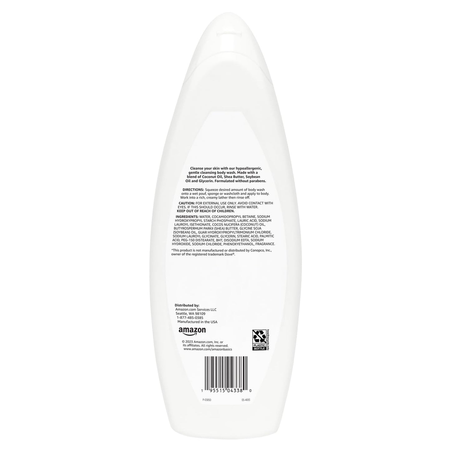 Amazon Basics Body Wash for Sensitive Skin, Hypoallergenic, Unscented, 22 fl oz (Pack of 2)