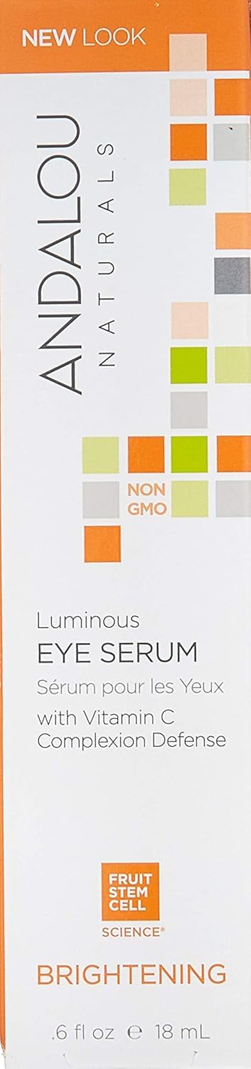 Andalou Naturals Luminous Eye Serum, Brightening Eye Cream with Vitamin C, Caffeine & Goji, Reduces Dark Circles & Puffiness, 0.6 oz
