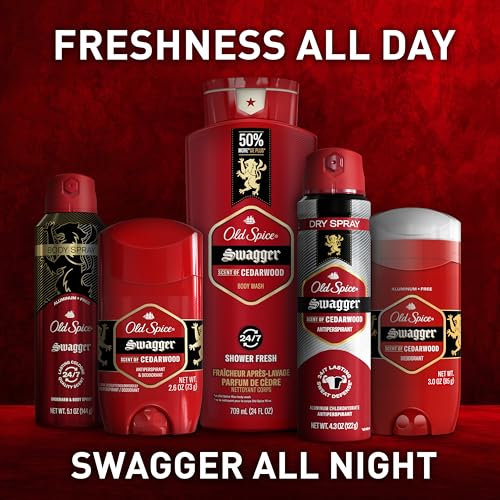 Old Spice Red Collection Swagger Body Wash for Men – 3X Defense, Long-Lasting Fresh Scent with Cedarwood, 24 oz, Pack of 2