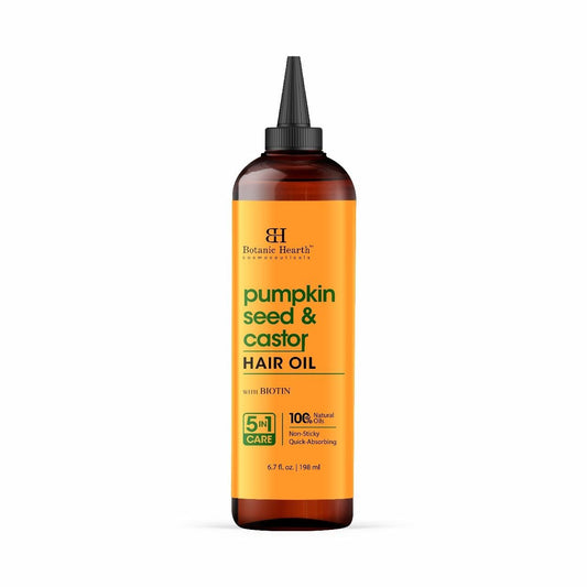 Botanic Hearth Pumpkin Castor Oil for Hair Growth | 100% Pure Oil with Pumpkin, Castor & Biotin | Repairs, Strengthens & Nourishes Dry Hair, 6.7 fl oz