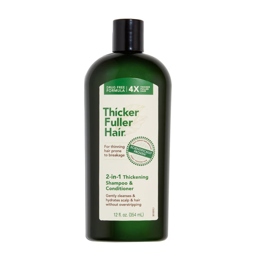 Thicker Fuller Hair 2-in-1 Thickening Shampoo and Conditioner for Men - Shampoo for Thinning Hair - Hydrating Shampoo with Aloe Leaf Juice - 12 oz.