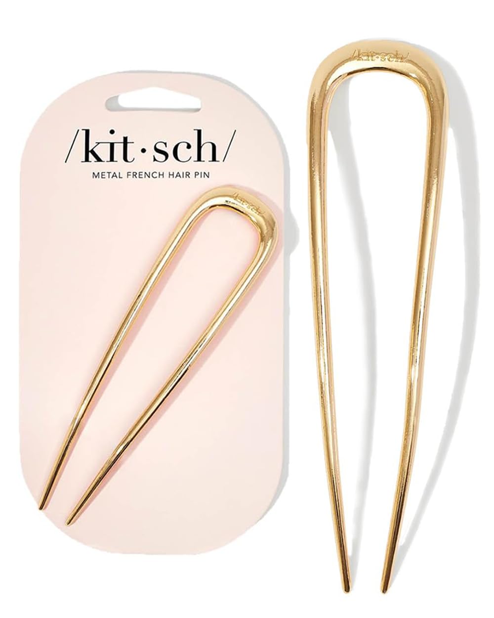 Kitsch French Hair Pin for Women – Elegant Gold Metal Hair Fork for Updos, Buns & Twists | Durable, Secure All-Day Hold, Comfortable Fit, 1pc