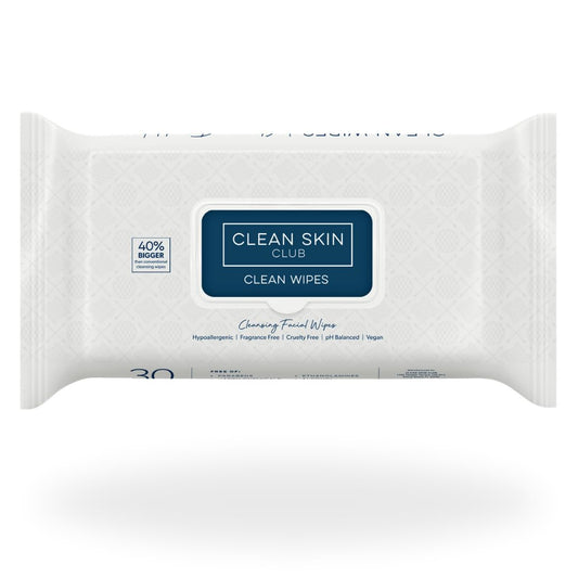 Clean Skin Club XL Face Wipes – Extra Moist, Makeup Remover Towelettes, Fragrance-Free, Alcohol & Chemical-Free, 30 Count, 1 Pack