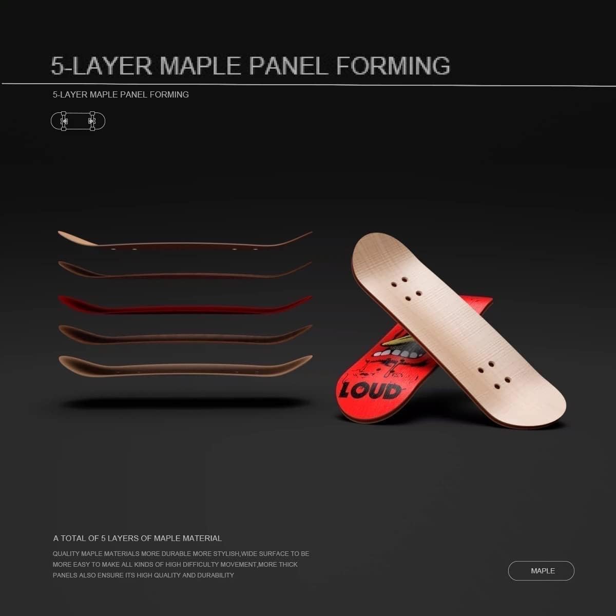 Lently Wood Fingerboards, Mini Fingerboards, 99mmL*29mmW (Skull god of war)