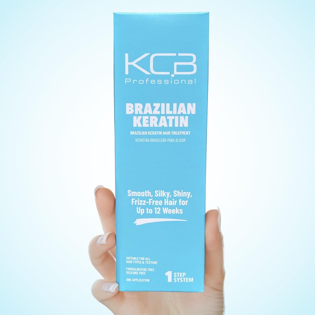 KCB Professional Brazilian Keratin 1-Step Treatment Kit – At-Home Hair Straightening & Frizz Control, Formaldehyde-Free, All Hair Types, 3.38 Fl Oz