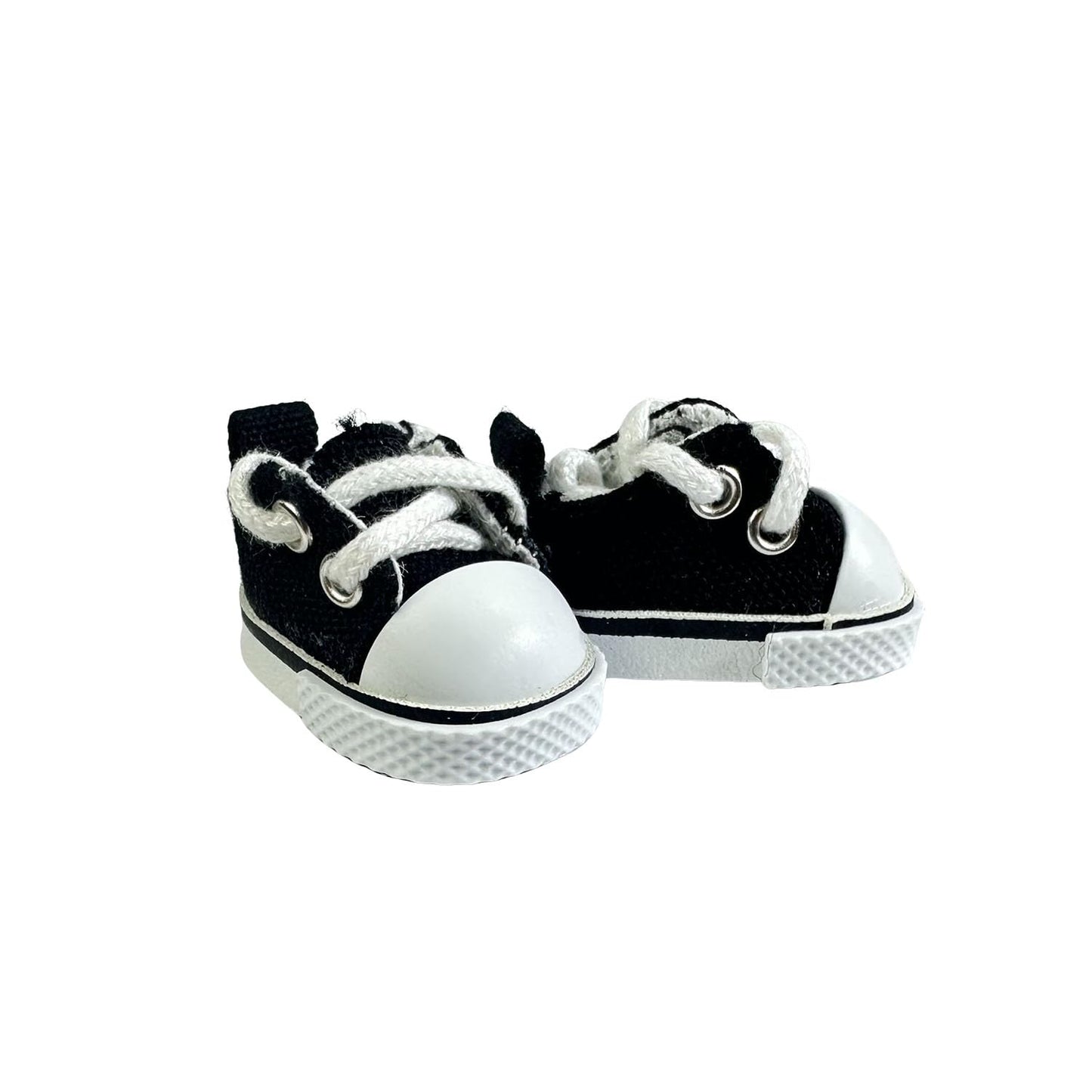 QIXINGWISE 2 Pairs 17cm Doll Shoes, Lace-Up Canvas Sneakers for 6.7in Dolls, Mini Fingerboard Shoes, Black & White Accessories