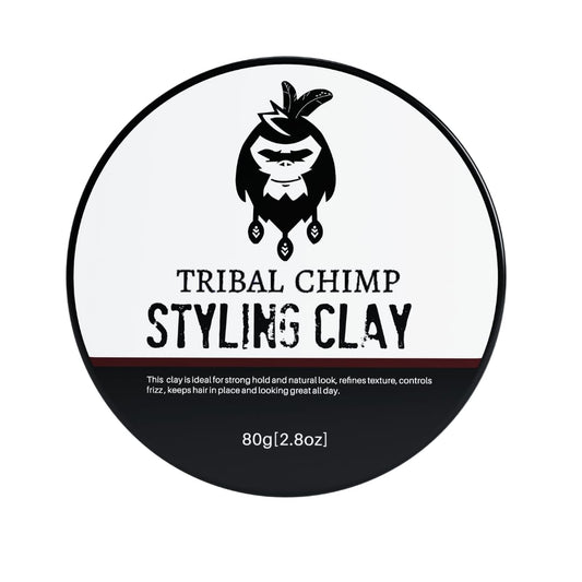 Tribal Chimp Hair Styling Clay 80g – Super Strong Hold Matte Finish for Men & Women, Non-Sticky Texture, Adds Volume & Thickness, Citrus Scent