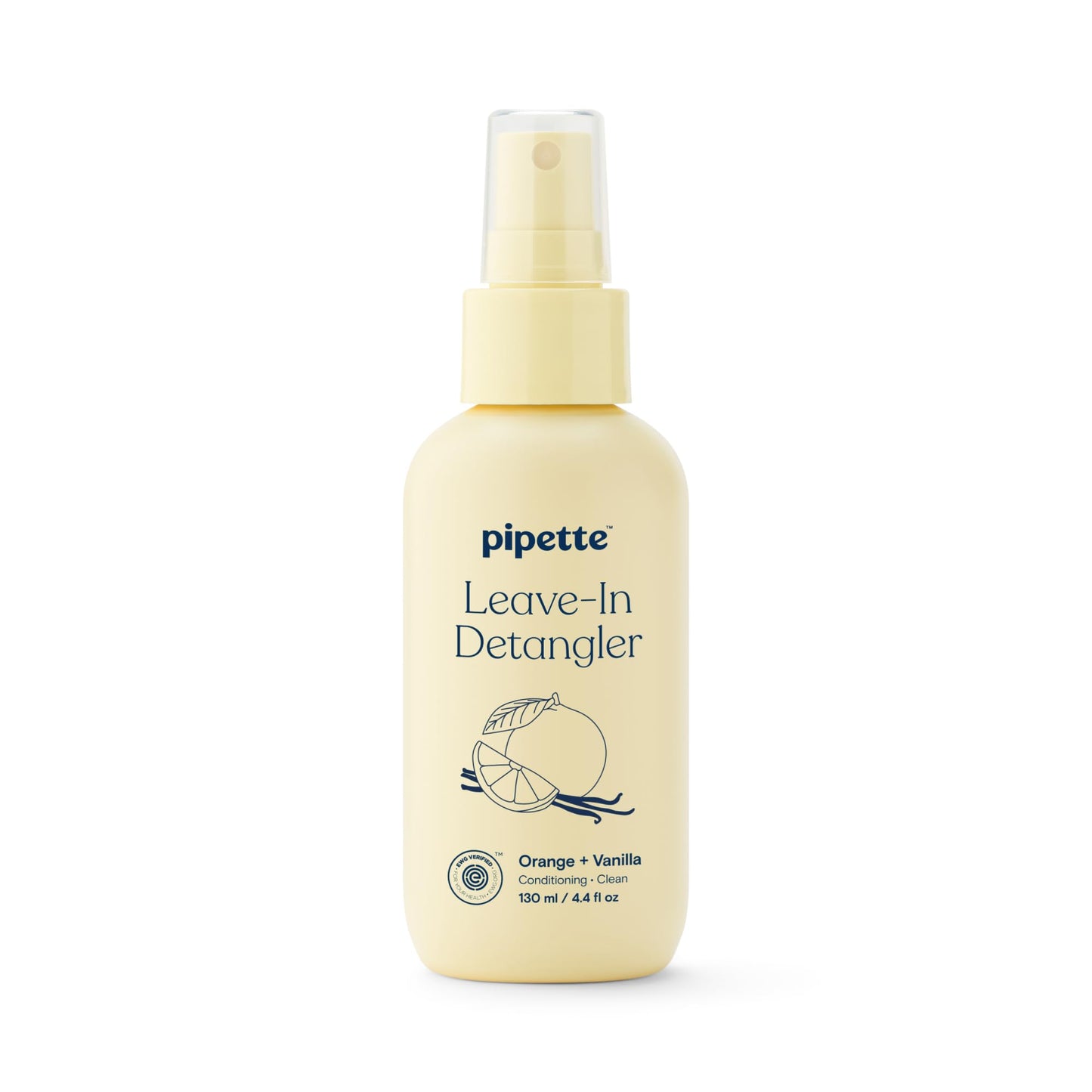 Pipette Leave-In Hair Detangler Spray for Kids – Silicone-Free, Plant-Derived Squalane, Nourishing & Softening, Orange + Vanilla Scent, 4.4 fl oz