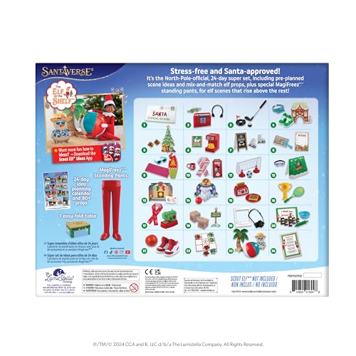 The Elf on the Shelf 24-Day Super Set – 80+ Props, MagiFreez Pants & Calendar for 24 Days of Elf Magic, Ages 3+, Scout Elf Not Included