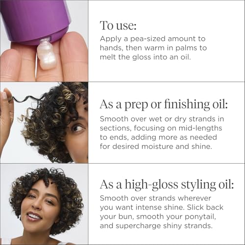 Briogeo Style + Treat Yuzu & Plum Supreme Shine Oil – Silicone-Free, Vegan Hair Oil for Curly & Coily Hair – Adds Shine, Moisture & Strength, 3 fl oz