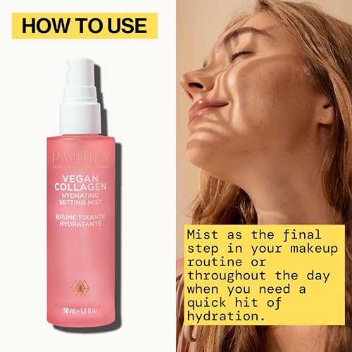 Pacifica Beauty Vegan Collagen Hydrating Setting Mist – Dewy, Illuminating Makeup Primer with Vegan Collagen & Squalane for Radiant, Soft-Focus Glow