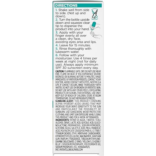 L'Oreal Paris Bright Reveal Dark Spot Exfoliant Peel with 25% AHA BHA PHA – Gentle Face Exfoliator, Reduces Dark Spots + SPF Sample