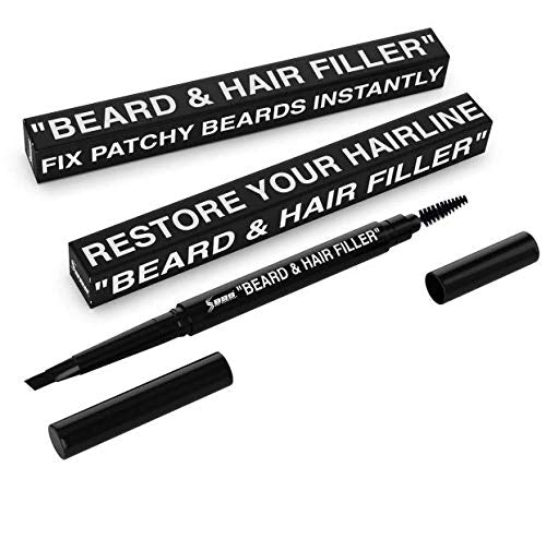 BEST Beard & Hair Filler Pen with Brush – Instantly Fill Thin Spots & Patches for Perfect Beard & Hairline – Waterproof, Vegan, Vitamin E Formula