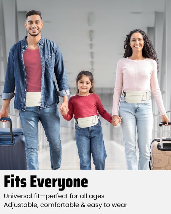 RFID Blocking Money Belt – Hidden Travel Wallet with Adjustable Strap, Lightweight & Water-Resistant Passport & Cash Holder