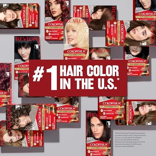 Revlon ColorSilk Brown Hair Dye with Bond Repair Complex, 100% Gray Coverage, Ammonia-Free, Vegan Keratin, 30 Dark Brown, 3 Pack