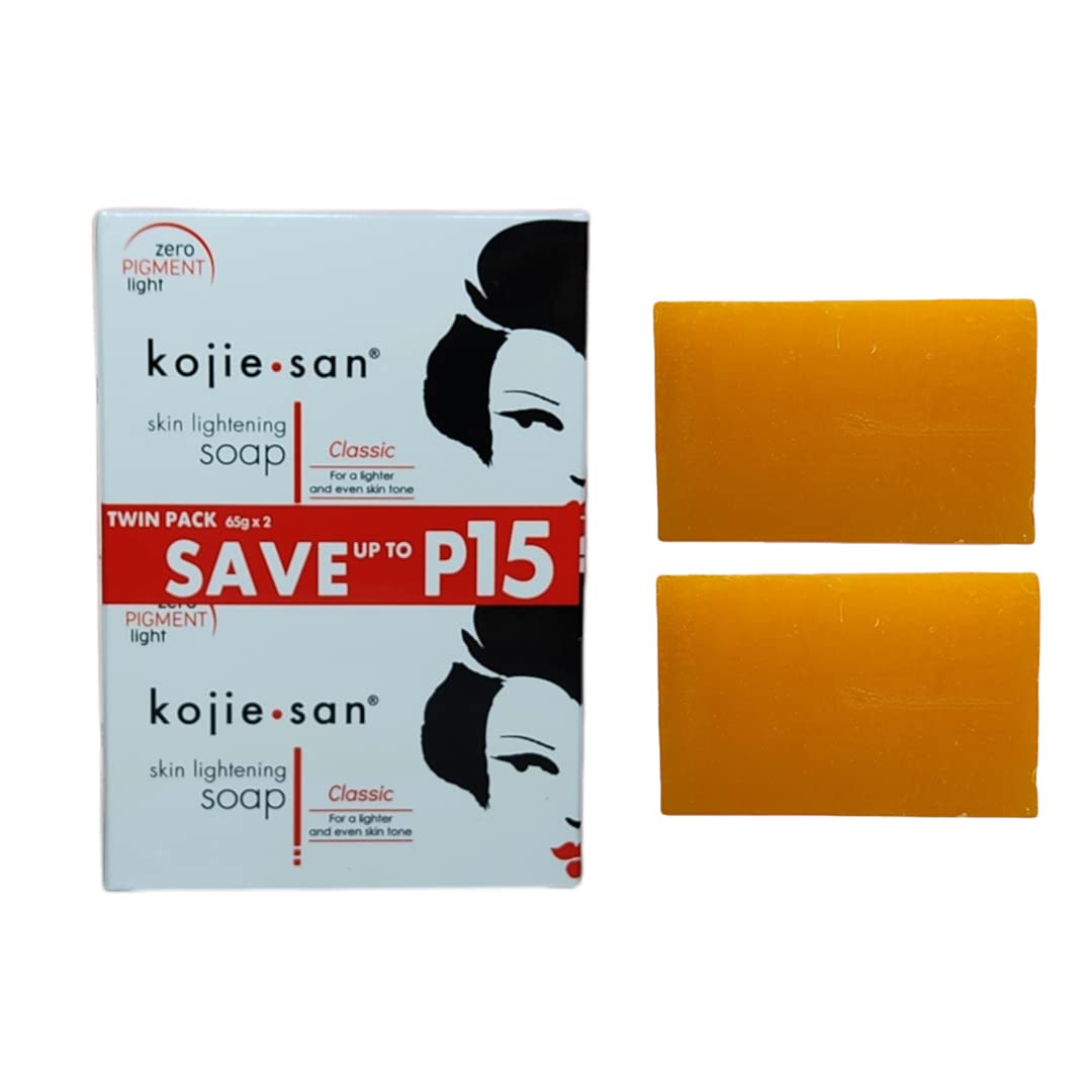Kojie San Skin and Body Soap – Original Kojic Acid, Dark Spot Remover Soap Bar with Coconut & Tea Tree Oil – 65g x 4 Bars