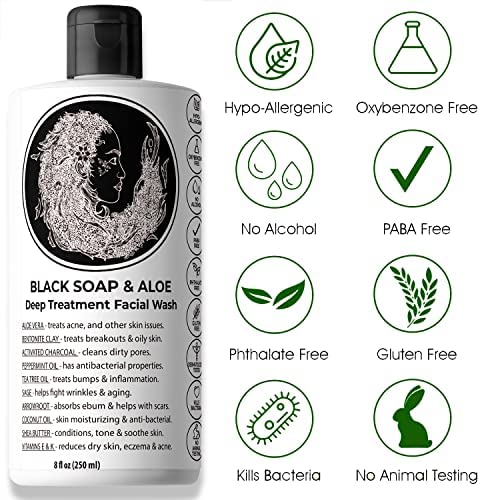 Natural Black Soap with Aloe | Helps With Bumps Dark Spot for Face Paraben Free | All Natural Ingredients Liquid Soap