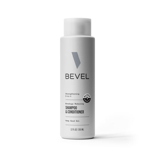 Bevel 2-in-1 Shampoo & Conditioner for Men with Hemp Seed Oil & Biotin, Strengthens, Moisturizes & Reduces Breakage, 12 Oz (Packaging May Vary)