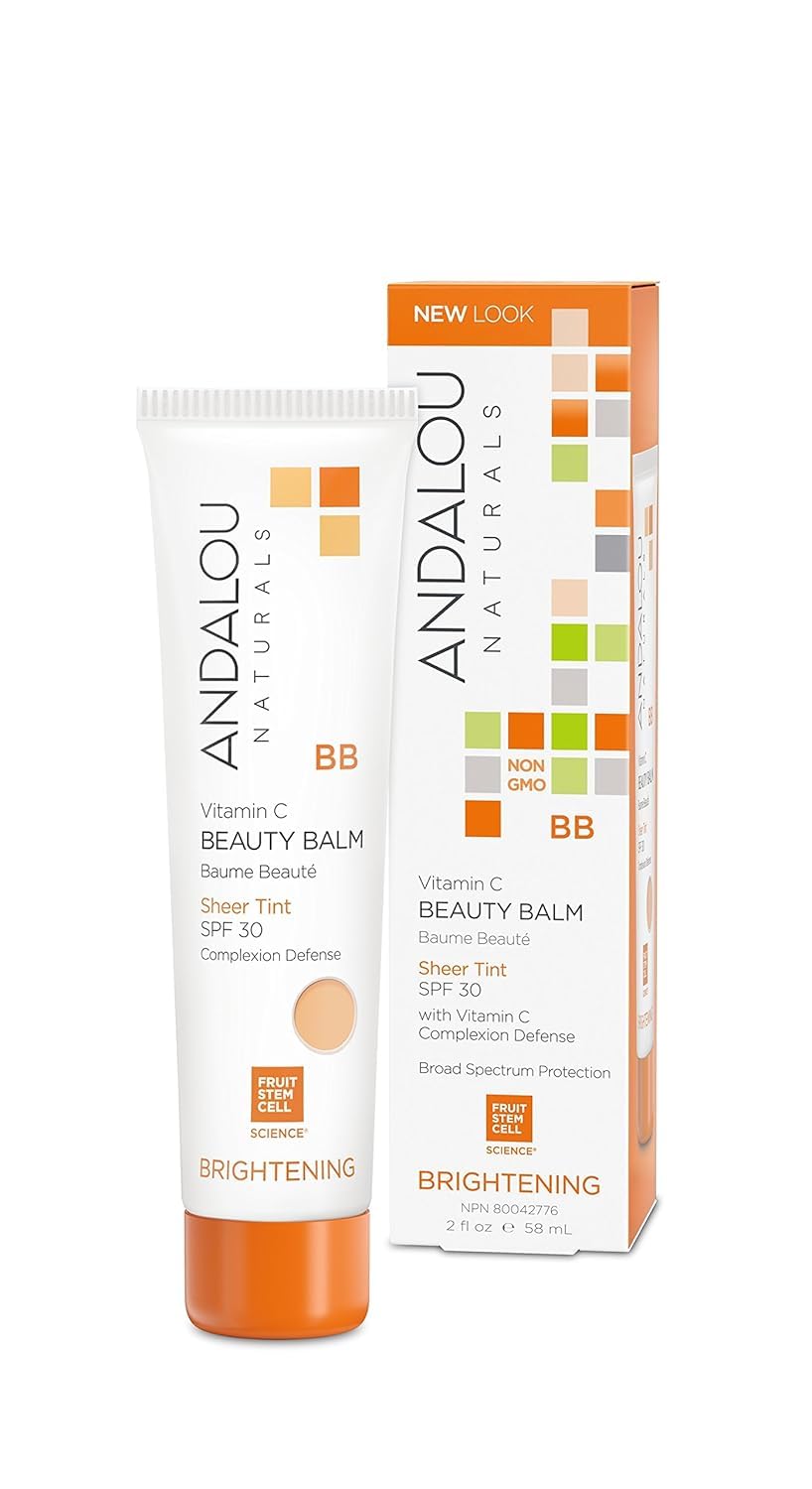 Andalou Naturals Vitamin C BB Beauty Balm SPF 30 – Sheer Tint 2-in-1 BB Cream & Mineral Sunscreen, Non-Nano Zinc Oxide, 2 fl oz