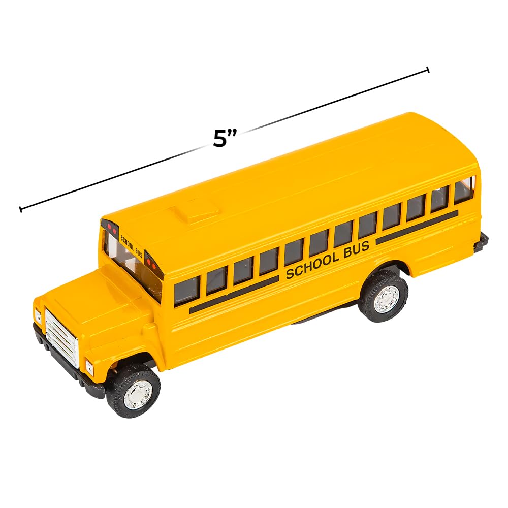 Rhode Island Novelty 5 Inch Die Cast School Bus with Pull-Back Action, 1 Per Order