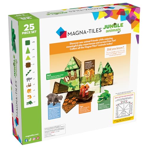 MAGNA-TILES Jungle Animals 25-Piece Magnetic Construction Set, The ORIGINAL Magnetic Building Brand