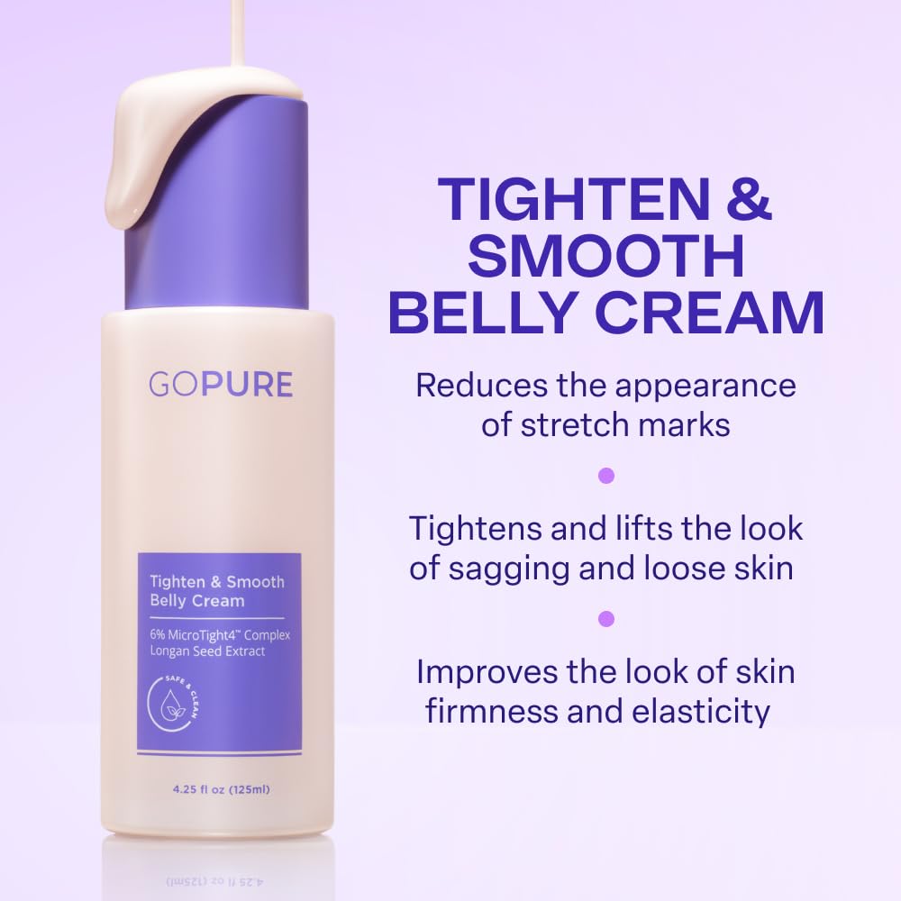 goPure Firming Belly Cream - Body Firming Moisturizer for Visible Cellulite & Stretch Mark Reduction, 4.25oz