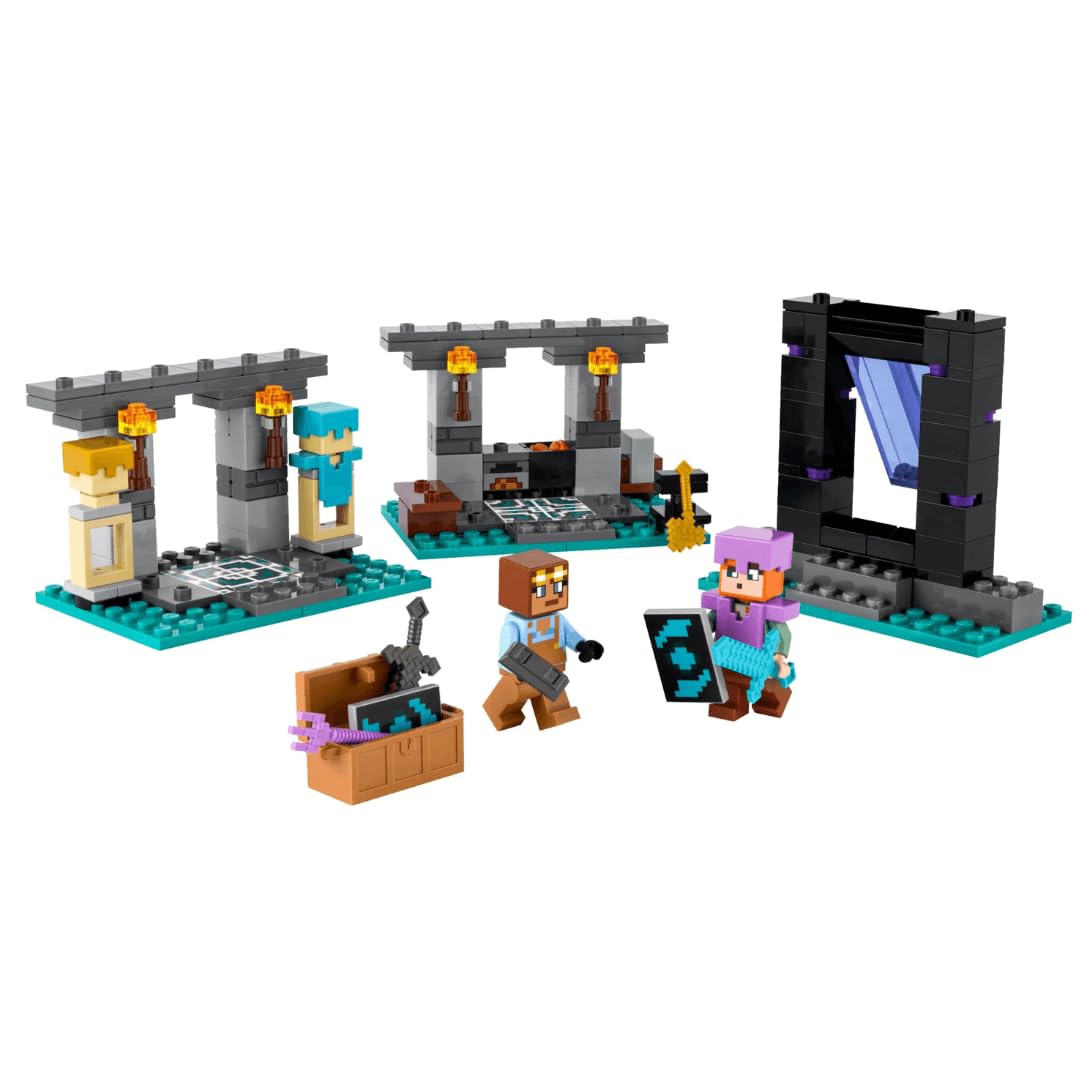 LEGO Minecraft The Armory 21252 Building Set with Alex & Armorsmith Figures, Action Toy for Kids & Gamers, Ages 7+ Gift