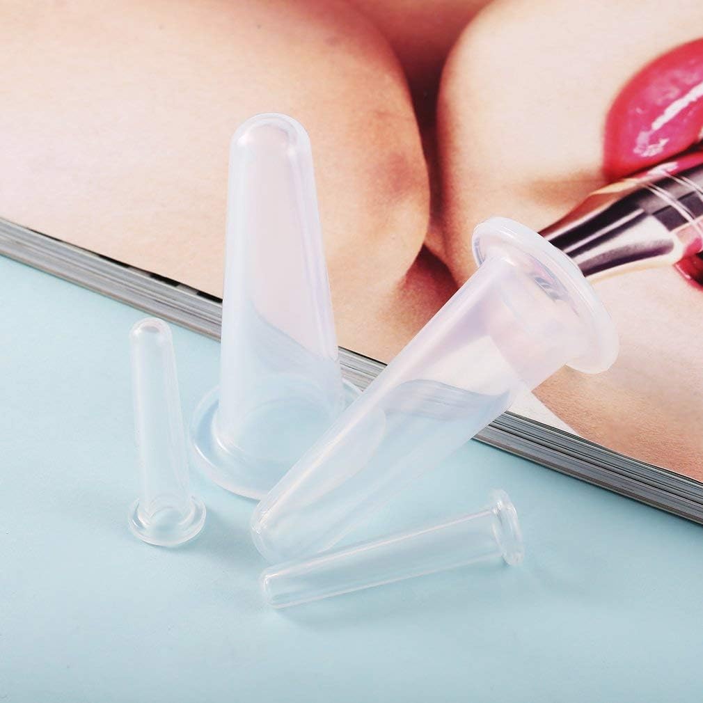 4-Pcs Silicone Facial & Body Massage Cupping Set – Mini Transparent Cups for Face, Neck, Back & Eyes, Safe, Burn-Free Skincare Tool