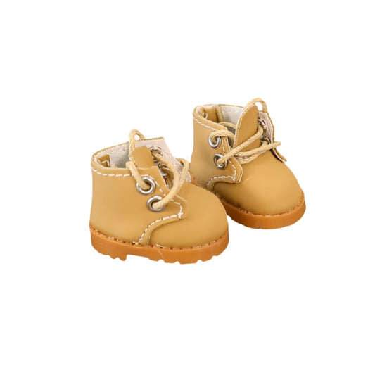 Mini Doll Shoes Accessories - Martin Boots PU Leather for 15-17cm Dolls, Cute Brown Outfit Replacement, No Doll Included, Dress-Up Set