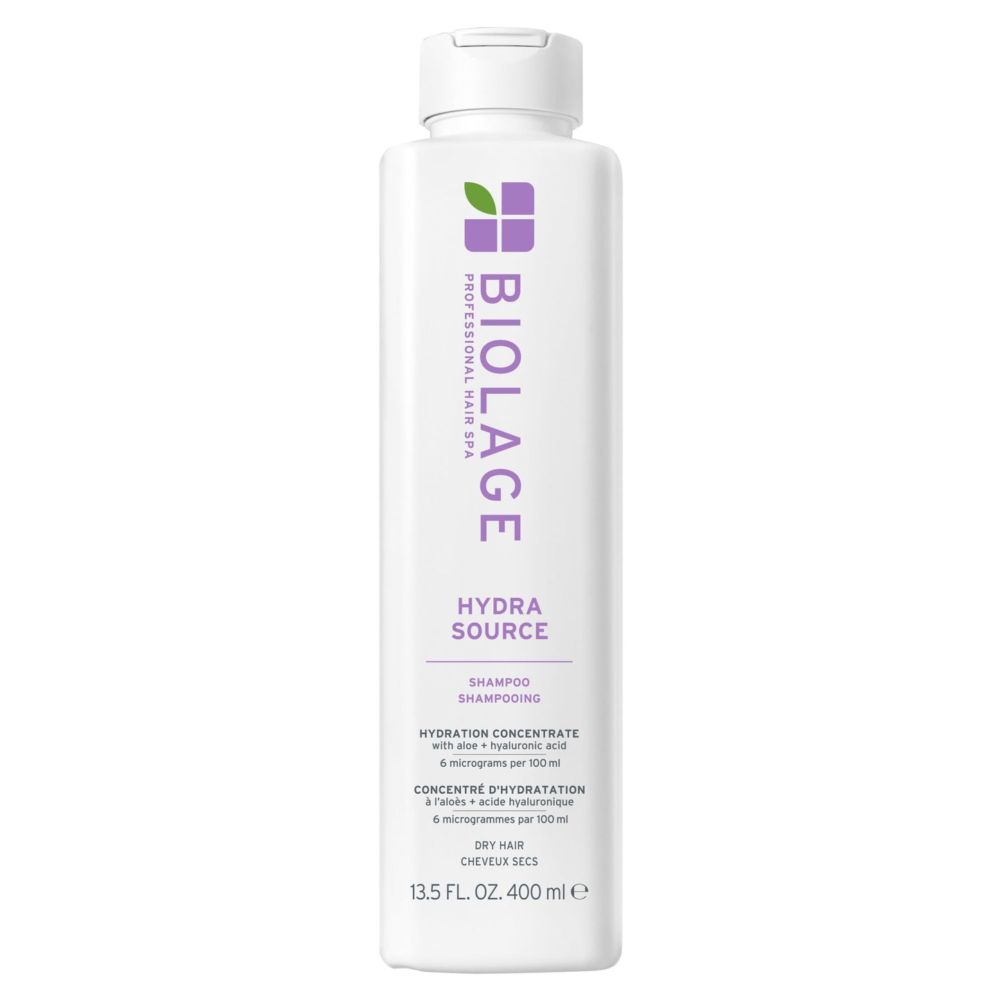 Biolage Hydra Source Shampoo - Softens, Moisturizes & Adds Shine, For Dry Hair, Infused with Micro-Filtered Aloe Vera & Fermented Hyaluronic Acid, Vegan & Paraben-Free, 13.5 Fl Oz
