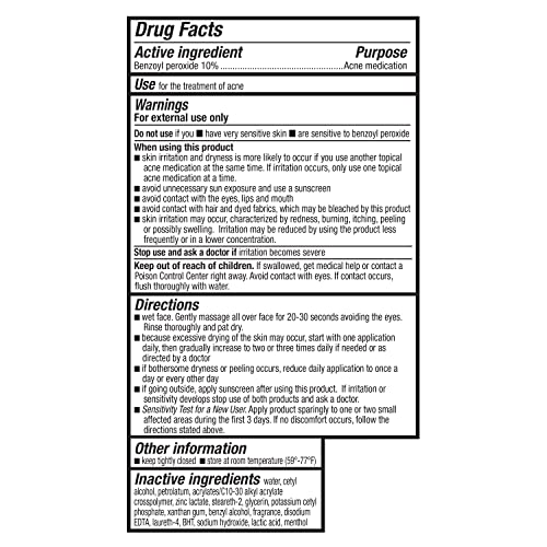 Amazon Basics Acne Cleanser Face Wash - Daily Control, Maximum Strength 10% Benzoyl Peroxide, 5 Ounce