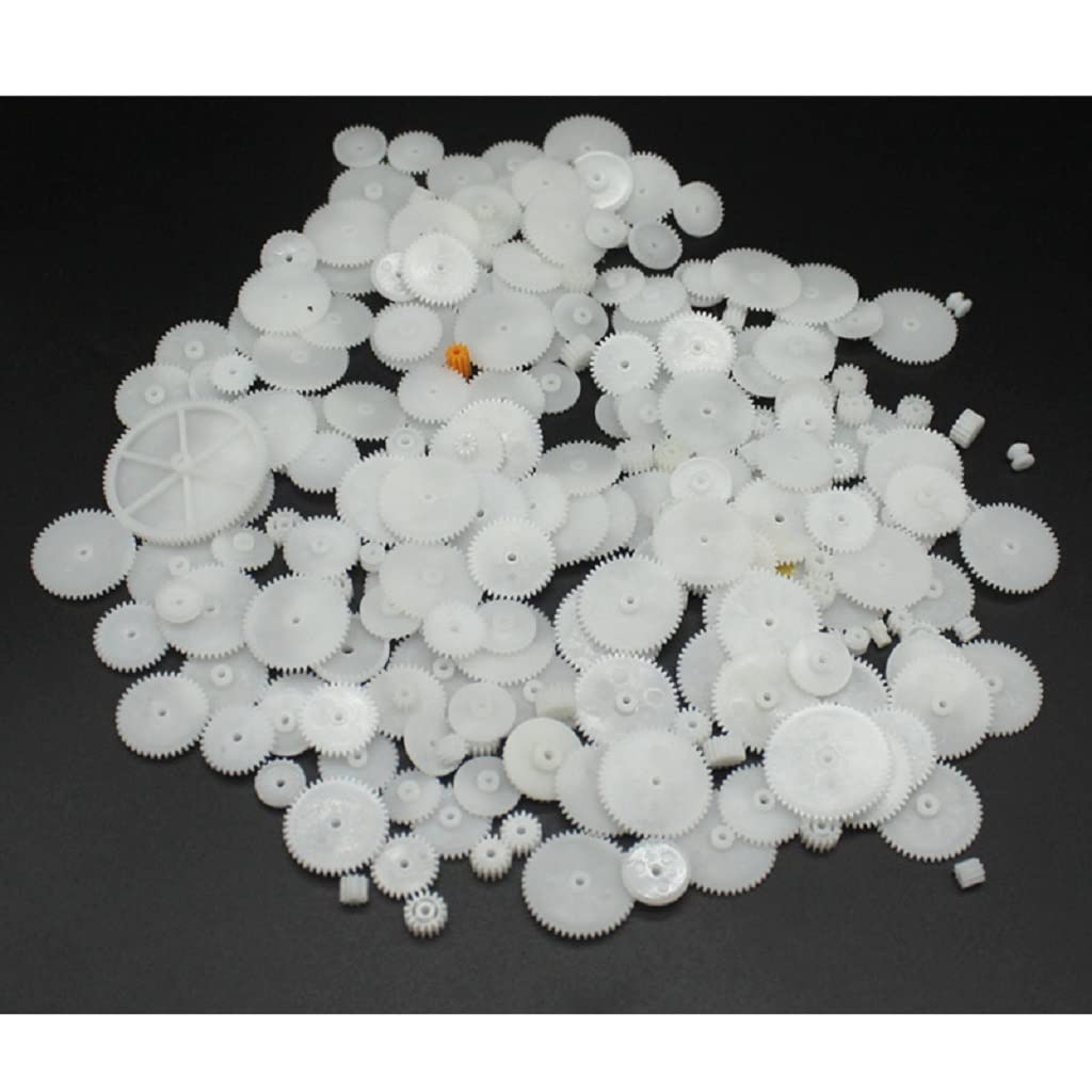 Alextend 200pcs Plastic Gears 0.5 Module for DC Motor DIY Model Toys Accessories