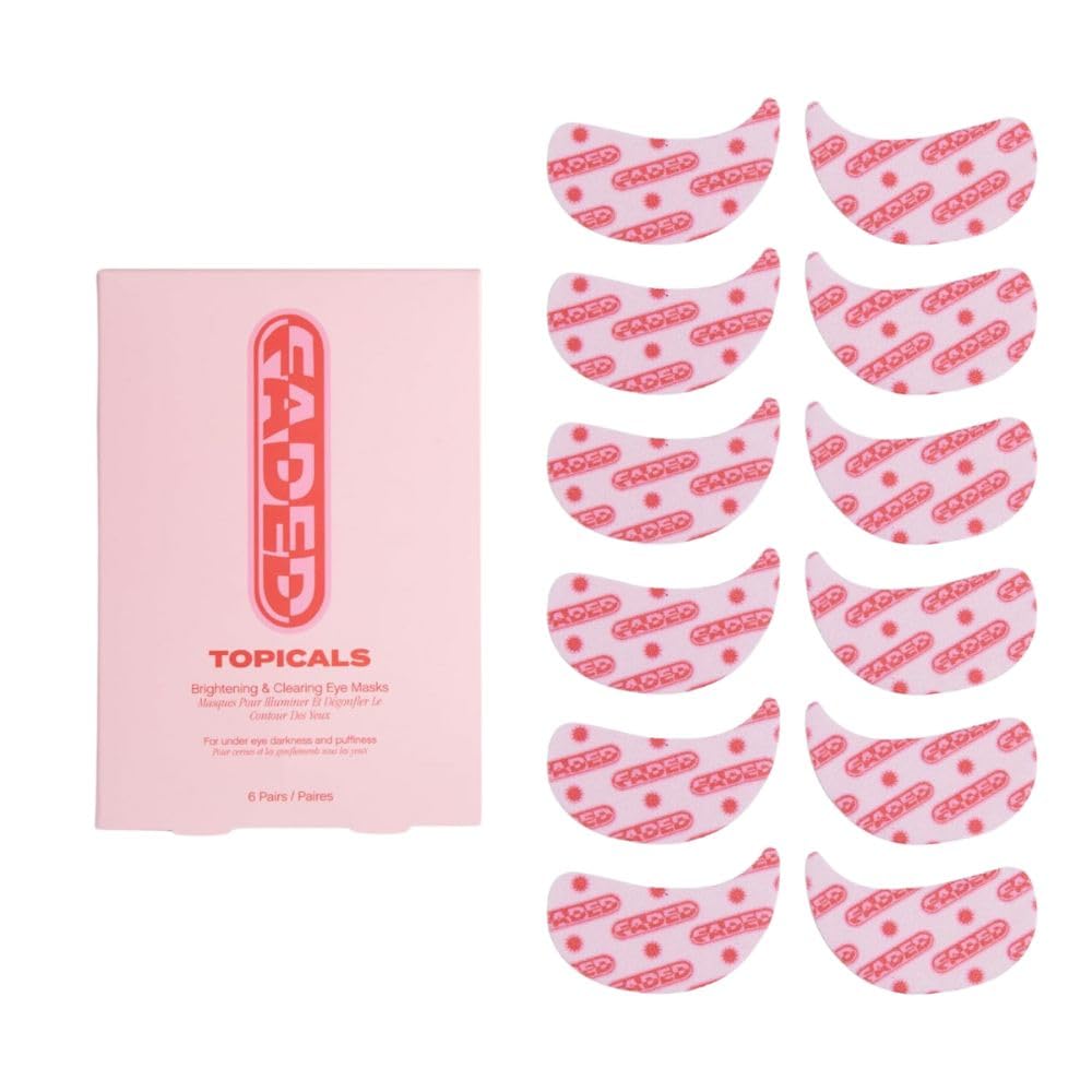 Topicals Faded Under Eye Masks – Depuff, Hydrate & Brighten with Kojic Acid, Caffeine & Niacinamide, Reduces Dark Circles & Fine Lines (6 Pack)s