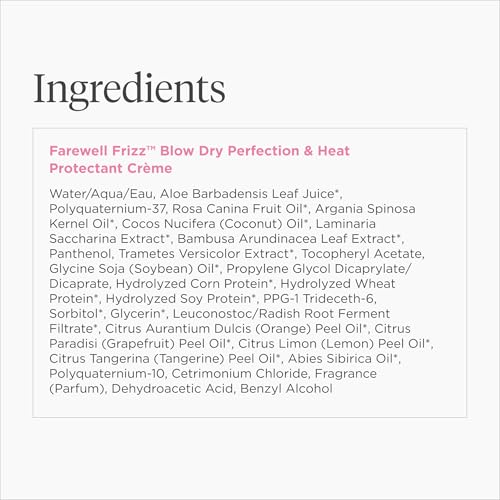 Briogeo Farewell Frizz Blow Dry Perfection & Heat Protectant Crème – Anti-Frizz Hair Cream with Argan Oil, Smooths & Protects, Vegan, 2 fl oz