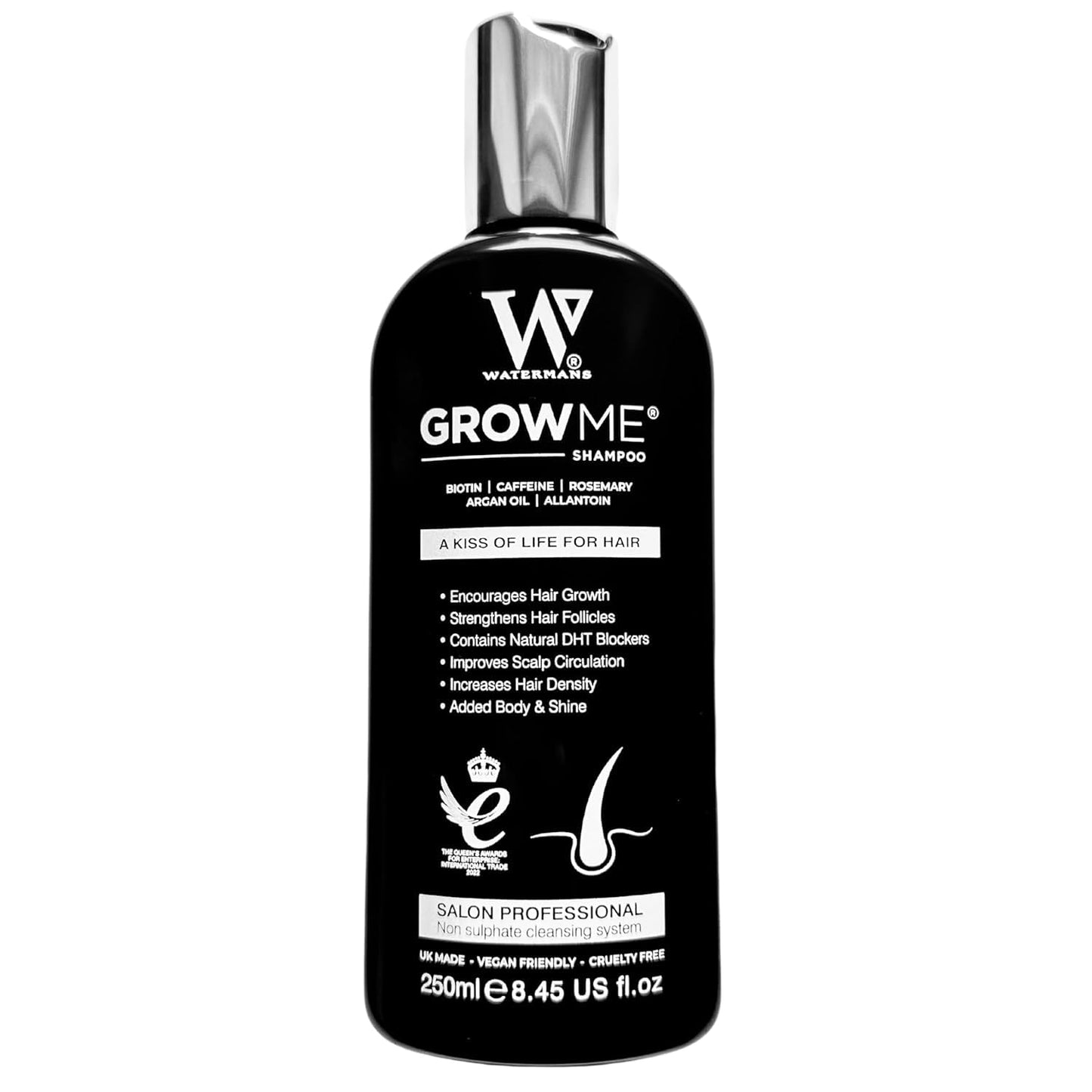 Watermans Hair Growth Shampoo 8.45 fl oz – Biotin, Rosemary, Caffeine & Argan Oil – Thickening & Volumizing Formula for Fine, Thinning Hair