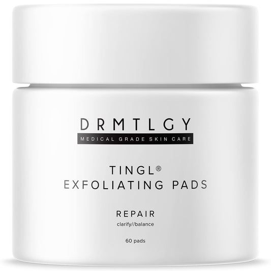 DRMTLGY Tingl Exfoliating AHA BHA Face & Body Pads – Glycolic, Lactic & Salicylic Acid for Acne, Pores, Blackheads & Wrinkles, 60ct