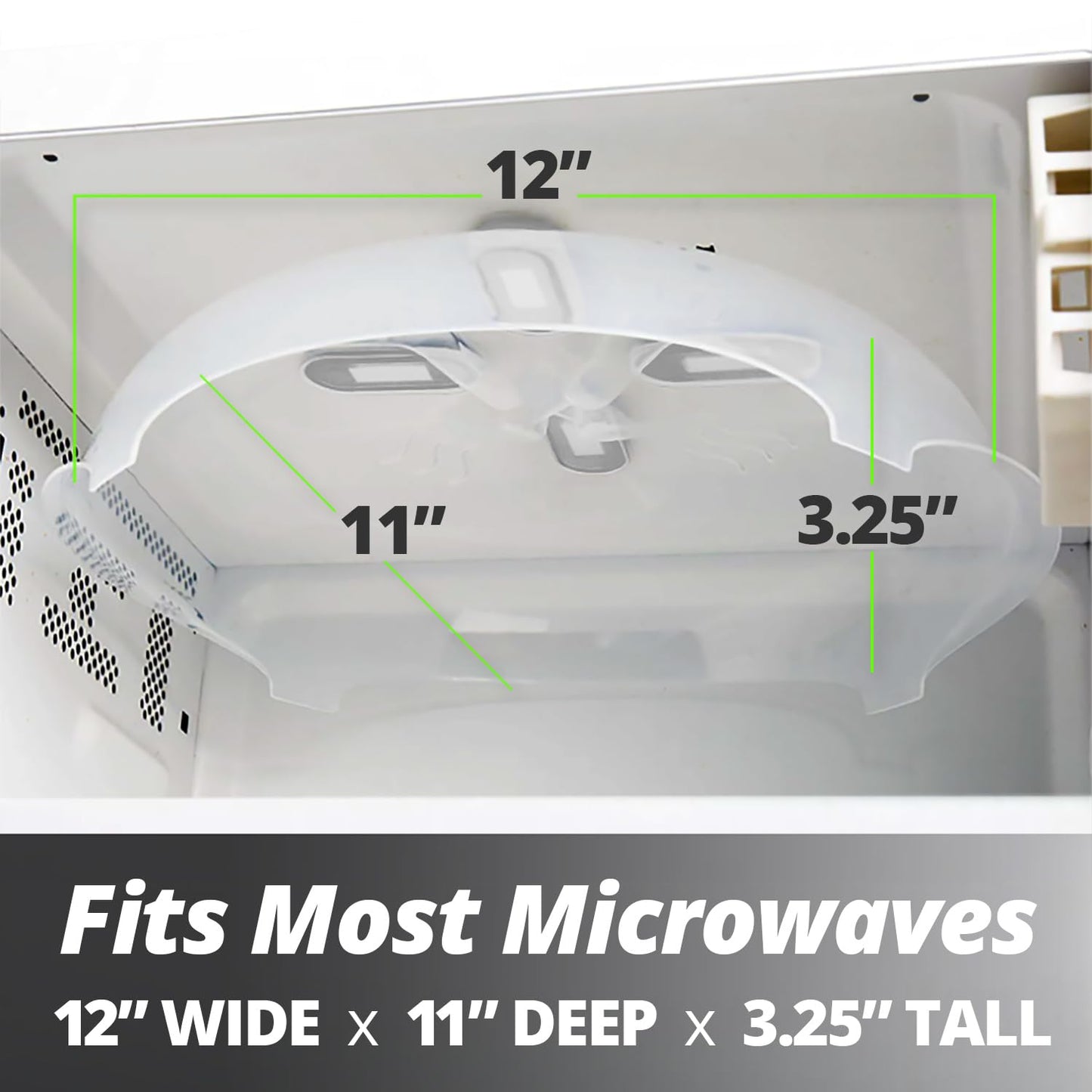 Hover Cover 12" Magnetic Splatter Cover – Clear BPA-Free Lid with Steam Vents, Anti-Splash Microwave Lid, Dishwasher Safe, Gray