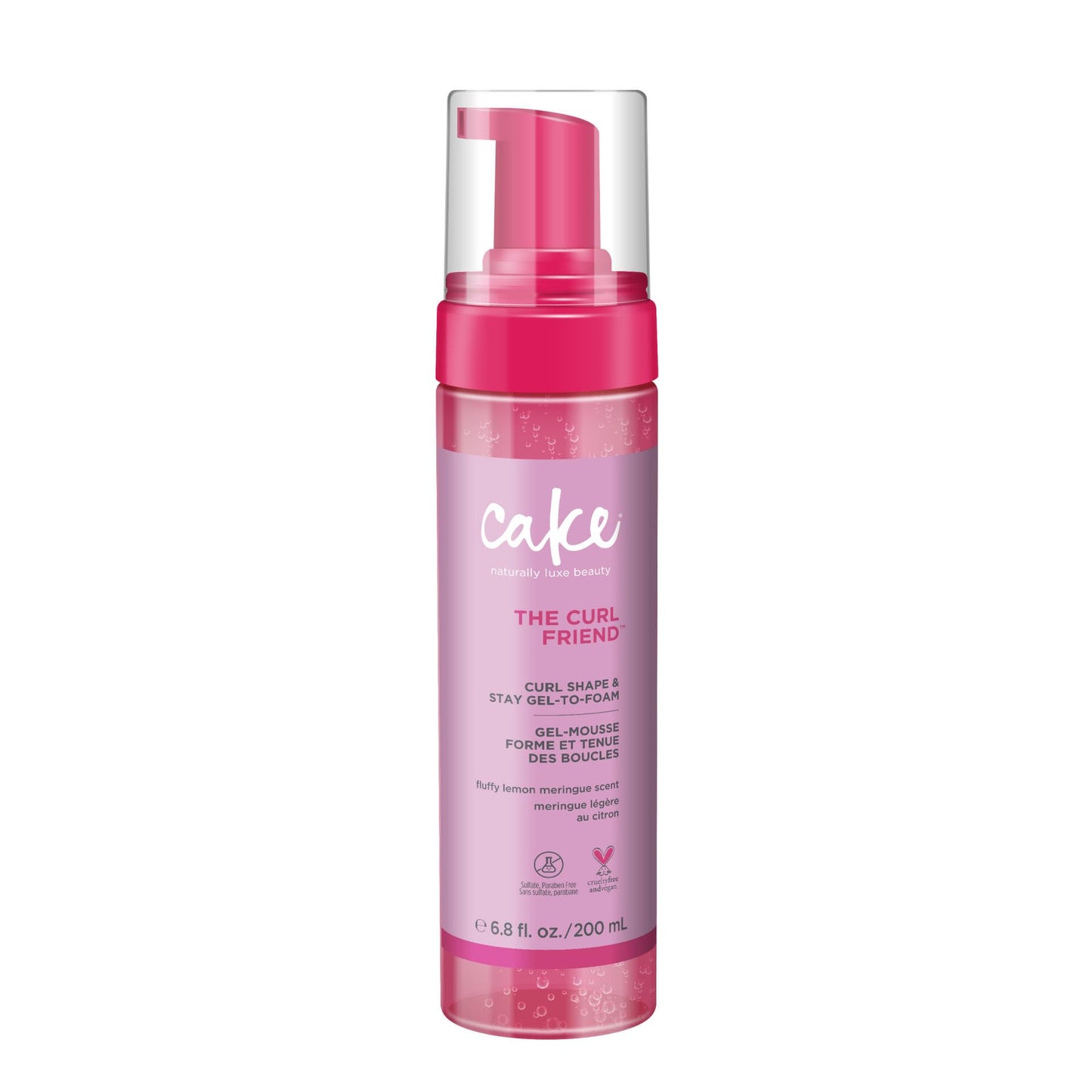 Cake Beauty The Curl Friend Gel-to-Foam Styler | Volumizing High Hold Curl Gel | Flake-Free Frizz Control with Coconut Oil & Shea Butter | 6.8 fl oz