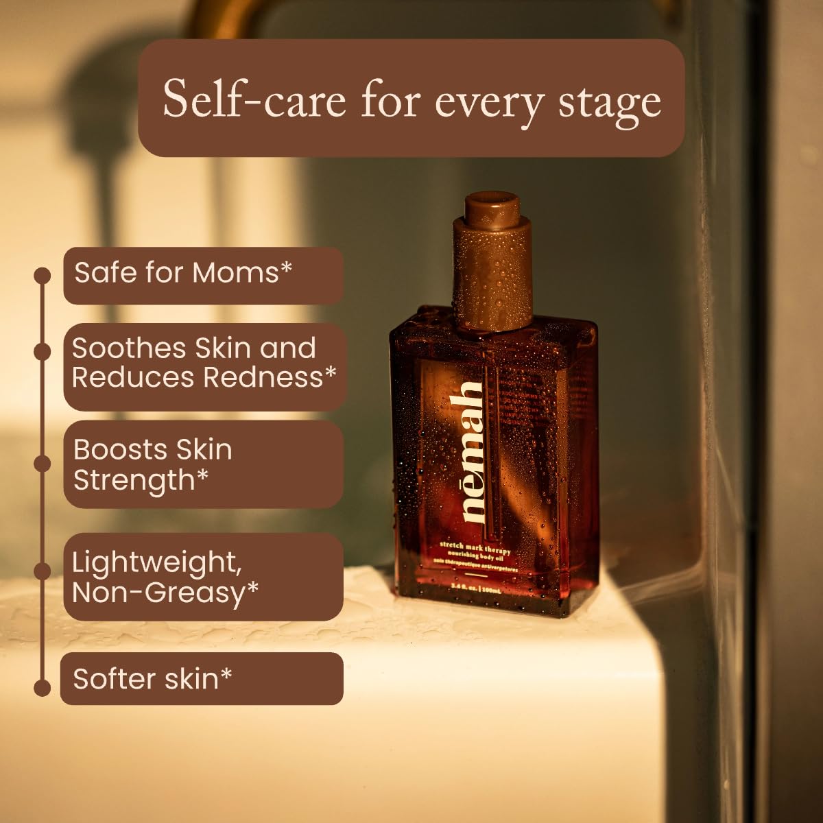 Nemah - Nourishing Belly Oil for Pregnant Women - Hydrating Stretch Mark Oil with Jojoba and Coconut Oil - Vegan & Cruelty-Free - 3.4 fl. oz.