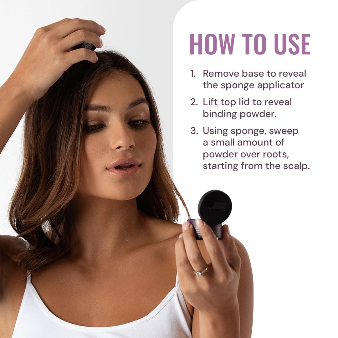Root Touch Up Powder by Style Edit | Medium Brown Hair Color Coverage for Grays and Roots | Mineral-Infused Binding Hairline Concealer | 0.13 oz. Tub