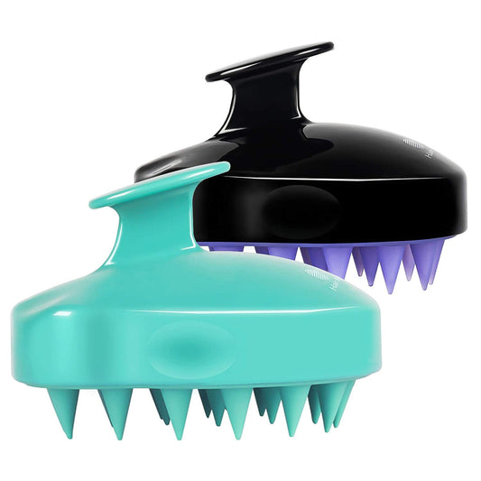 HEETA Scalp Massager Shampoo Brush 2-Pack – Soft Silicone Bristles for Deep Clean & Dandruff Removal, Wet/Dry Hair Scrubber for Men & Women (Green & Black)