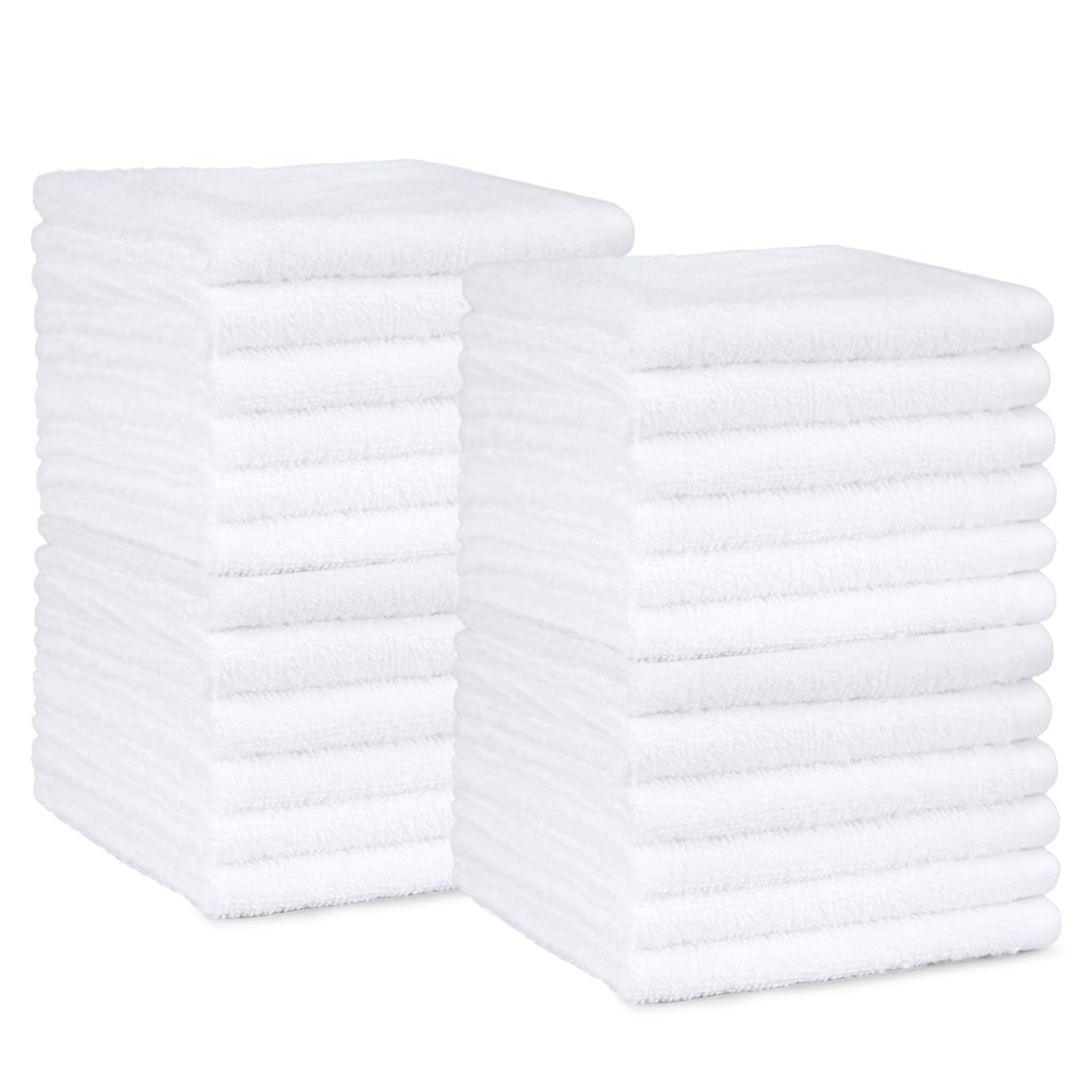 Amazon Basics Cotton Washcloths, Fast Drying, Soft & Highly Absorbent, Machine Washable Bathroom Towels, 12x12 in, White, 24-Pack