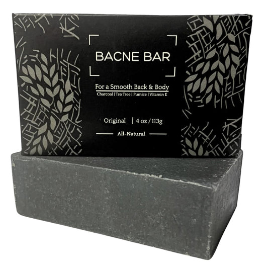 Bacne Bar – All-Natural Back Acne Soap with Charcoal, Pumice, Tea Tree & Vitamin E for Deep Exfoliation, Not for Sensitive Skin