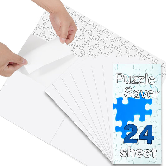 Puzzle Glue Sheets for 1000-Piece Puzzles – 24 Easy Peel & Stick Saver Sheets, No-Clean Jigsaw Stickers, Gift for Puzzle Lovers