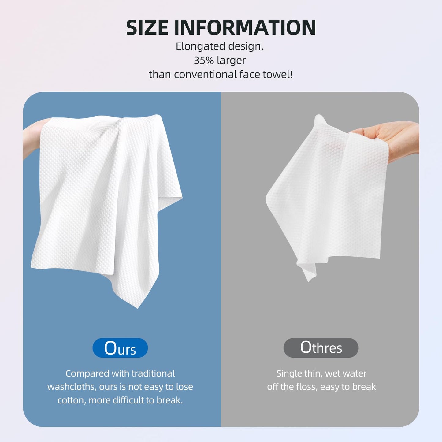 Disposable XL Face Towels – Biodegradable, Super Soft & Thick Cleansing Wipes for Sensitive Skin, Makeup Removal, Travel & Daily Use (50)