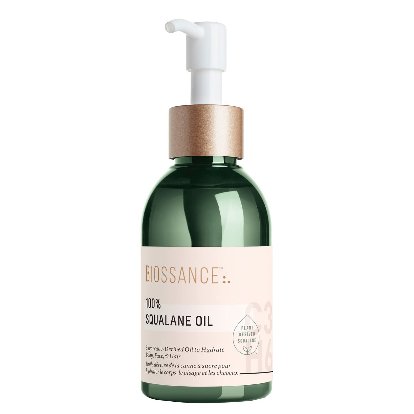 BIOSSANCE 100% Squalane Oil - Vegan, Hydrating Face & Body Oil, Fast-Absorbing Moisturizer for Skin & Hair, 3.3 oz