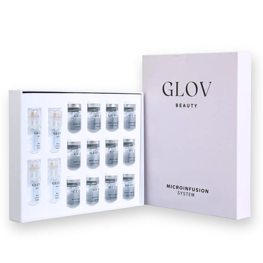 Glov Beauty Micro Infusion System – 0.25mm 24k Gold Facial & Lip Stamp with Hyaluronic Acid, Collagen & Licorice Root Serum Kit