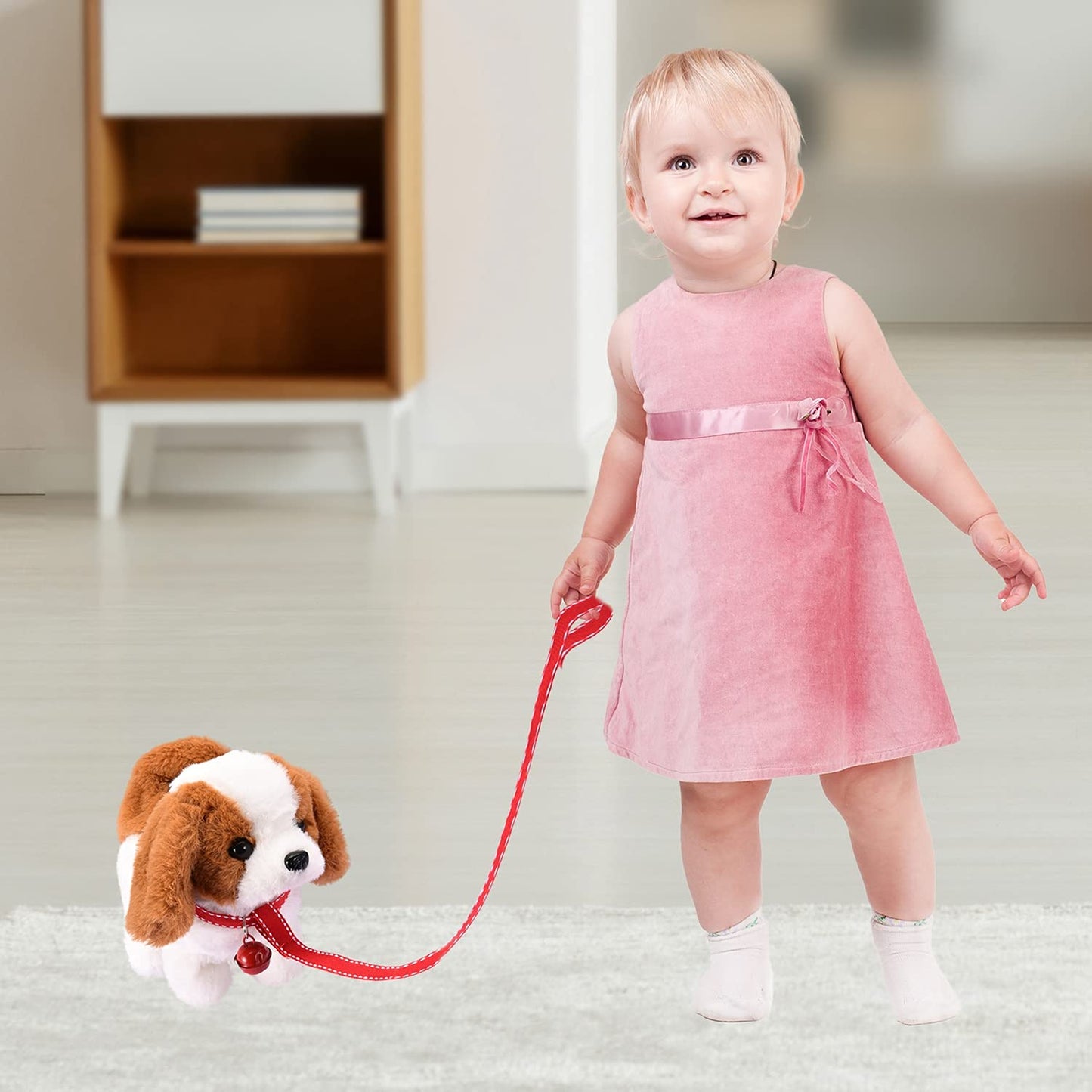 WorWoder Saint Bernard Plush Puppy Toy – Interactive Walking, Barking, Tail Wagging & Stretching Pet Dog for Kids