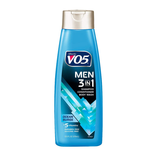VO5 Men’s 3-in-1 Shampoo, Conditioner & Body Wash, Ocean Surge, 12.5 Oz | Enriched with 5 Essential Vitamins (A, H, C, B5, B3) for Hair & Skin