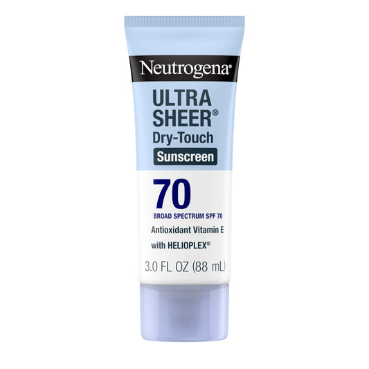 Neutrogena Ultra Sheer Dry-Touch SPF 70 Sunscreen Lotion, Broad Spectrum, Water Resistant 80 Min, Oil-Free, Matte Finish, Travel 3oz